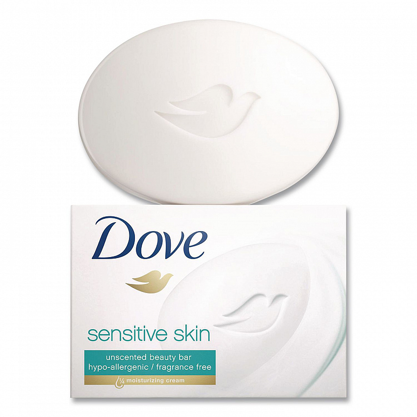 Sensitive Skin Bath Bar, Unscented, 3.75 oz, 8 Bars/Pack, 9 Packs/Carton (CB613789)