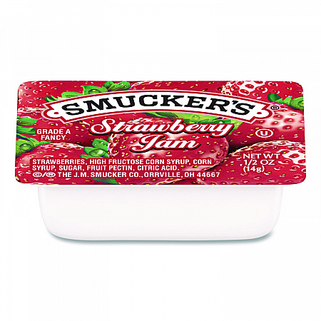 Jelly/Jam Plastic Portion Control Cups, Strawberry, 0.5 oz Cup, 200/Carton (00767)
