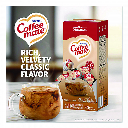 Liquid Coffee Creamer, Original, 0.38 oz Mini Cups, 50/Box, 4 Boxes/Carton (35110CT)