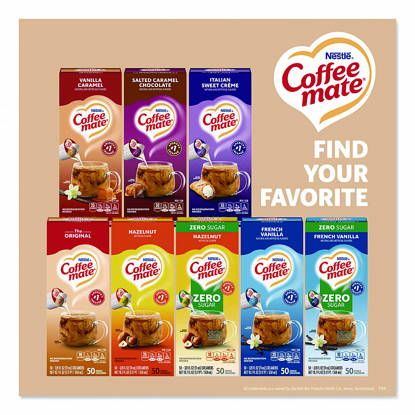 Liquid Coffee Creamer, Original, 0.38 oz Mini Cups, 50/Box, 4 Boxes/Carton (35110CT)