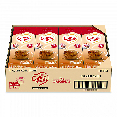 Liquid Coffee Creamer, Original, 0.38 oz Mini Cups, 50/Box, 4 Boxes/Carton (35110CT)