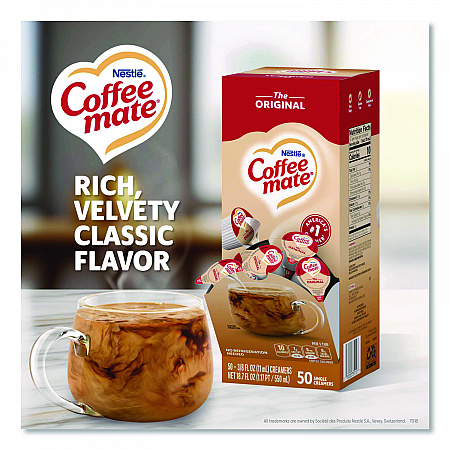 Liquid Coffee Creamer, Original, 0.38 oz Mini Cups, 50/Box (35110BX)
