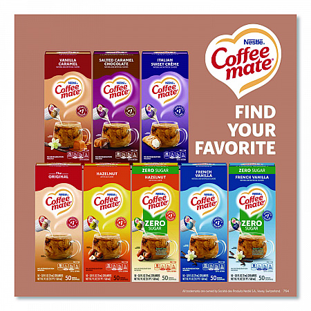 Liquid Coffee Creamer, Cafe Mocha, 0.38 oz Mini Cups, 50/Box, 4 Boxes/Carton (35115CT)