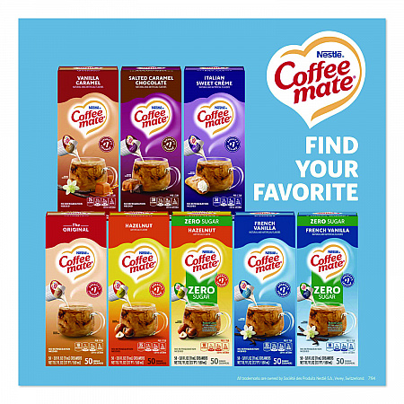 Liquid Coffee Creamer, French Vanilla, 0.38 oz Mini Cups, 50/Box, 4 Boxes/Carton (35170CT)
