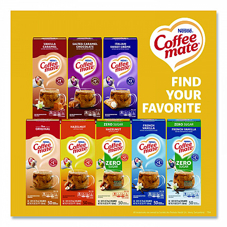 Liquid Coffee Creamer, Hazelnut, 0.38 oz Mini Cups, 50/Box (35180BX)