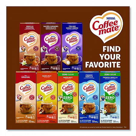 Liquid Coffee Creamer, Snickers, 0.38 oz Mini Cups, 50/Box (61425BX)