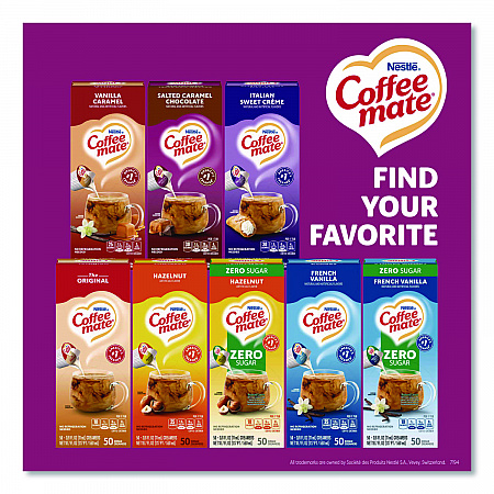 Liquid Coffee Creamer, Salted Caramel Chocolate, 0.38 oz Mini Cups, 50/Box (77197)