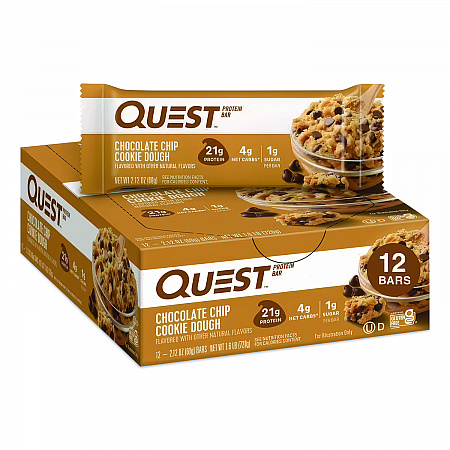 Protein Bars, Chocolate Chip Cookie Dough, 2.12 oz Bar, 12 Bars/Box (00003)