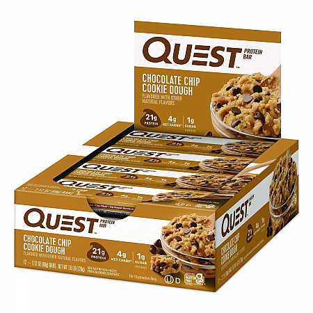 Protein Bars, Chocolate Chip Cookie Dough, 2.12 oz Bar, 12 Bars/Box (00003)