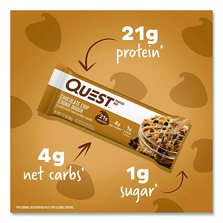 Protein Bars, Chocolate Chip Cookie Dough, 2.12 oz Bar, 12 Bars/Box (00003)