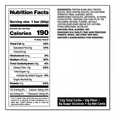 Protein Bars, Chocolate Chip Cookie Dough, 2.12 oz Bar, 12 Bars/Box (00003)