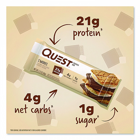 Protein Bars, S'mores, 2.12 oz Bar, 12 Bars/Box (00123)