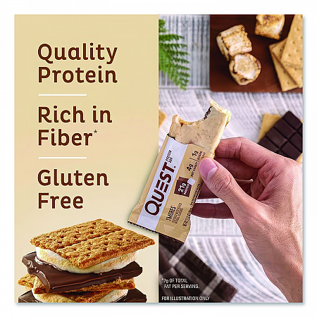 Protein Bars, S'mores, 2.12 oz Bar, 12 Bars/Box (00123)