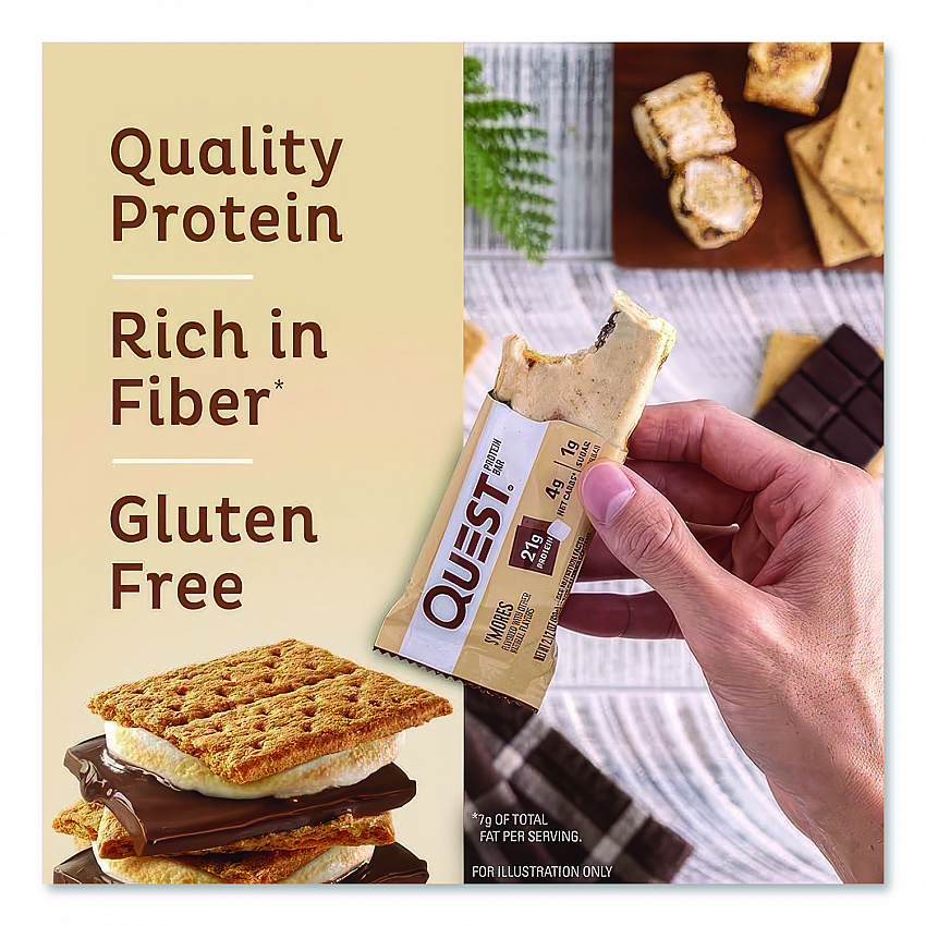 Protein Bars, S'mores, 2.12 oz Bar, 12 Bars/Box (00123)