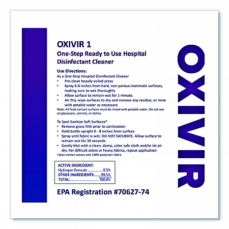 Oxivir TB One-Step Disinfectant Cleaner, Liquid, 32 oz Bottle with Flip-Top Cap (4277285EA)