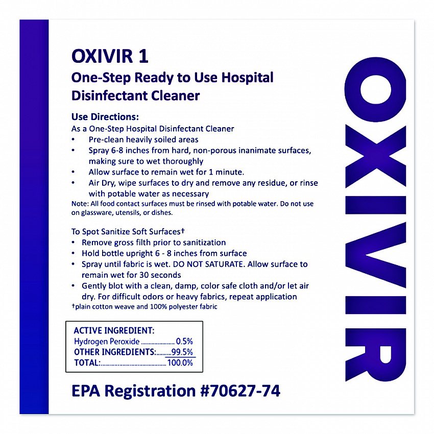 Oxivir TB Disinfectant Wipes, 7 x 6, White, 60/Canister, 12 Canisters/Carton (5388471)