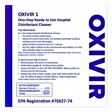 Oxivir 1 Wipes, 1-Ply, 6 x 7, 160/Canister, 12 Canisters/Carton (100850923)