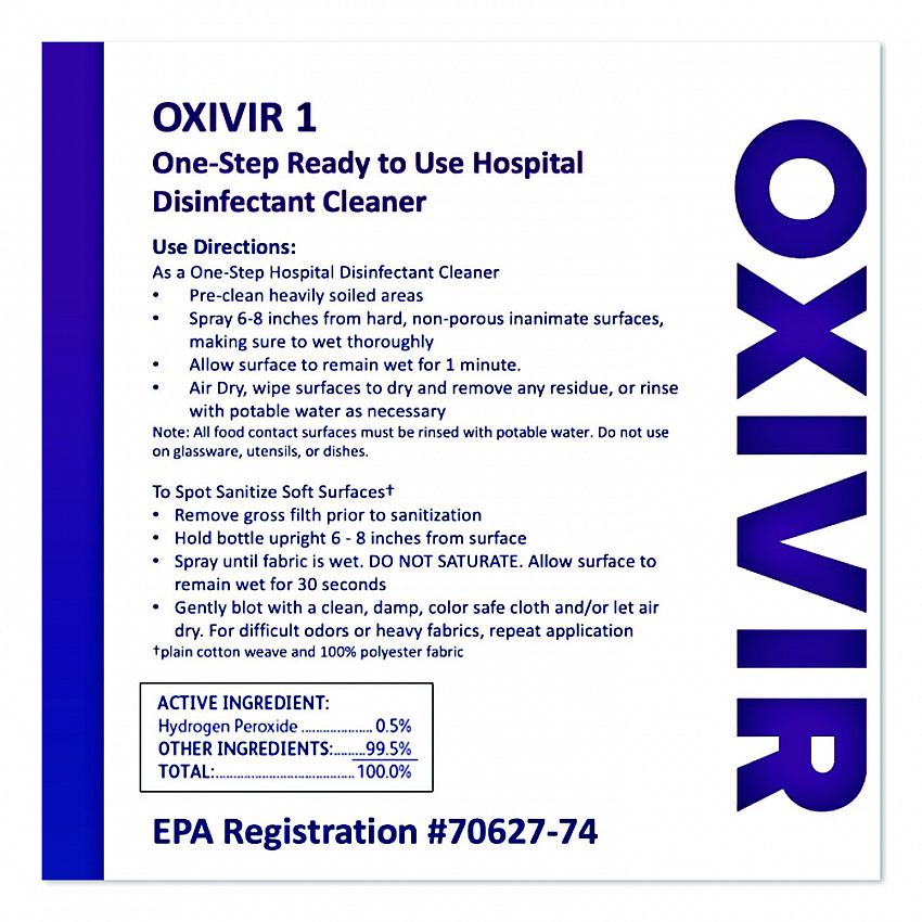 Oxivir Five 16 Concentrate One Step Disinfectant Cleaner, 1.4 L SmartDose, 2/Carton (5019296)