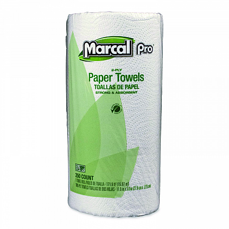 100% Premium Recycled Kitchen Roll Towels, 2-Ply, 11 x 8.8, White, 12 Rolls/Carton (250HC)