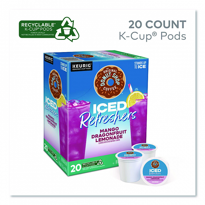 ICED Refreshers K-Cup Pods, Mango Dragonfruit Lemonade, 20/Box (0532)