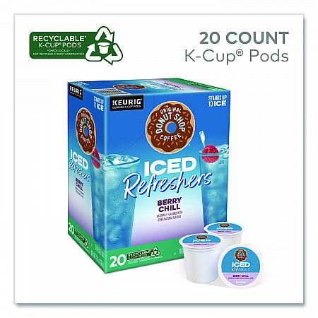 ICED Refreshers K-Cup Pods, Berry Chill, 20/Box, 4 Boxes/Carton (0631CT)