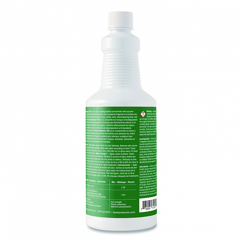 Bio Conqueror 105 Enzymatic Odor Counteractant Concentrate, Cucumber Melon, 1 qt Bottle, 12/Carton (1232BWBCMF)