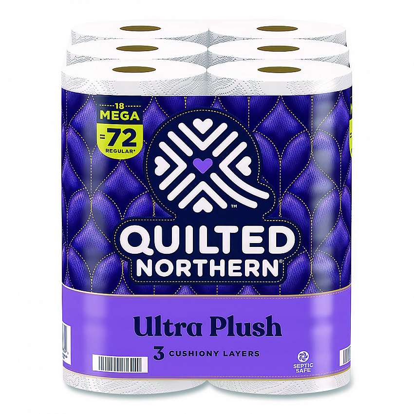 Ultra Plush Bathroom Tissue, Mega Rolls, Septic Safe, 3-Ply, White, 284 Sheets/Roll, 18 Rolls/Carton (874685)