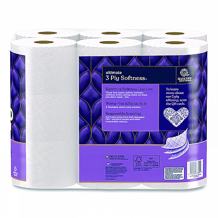 Ultra Plush Bathroom Tissue, Mega Rolls, Septic Safe, 3-Ply, White, 284 Sheets/Roll, 18 Rolls/Carton (874685)