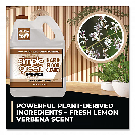 Pro Hard Floor Cleaner, Lemon Verbena Scent, 1 gal Bottle, 4/Carton (0505128)