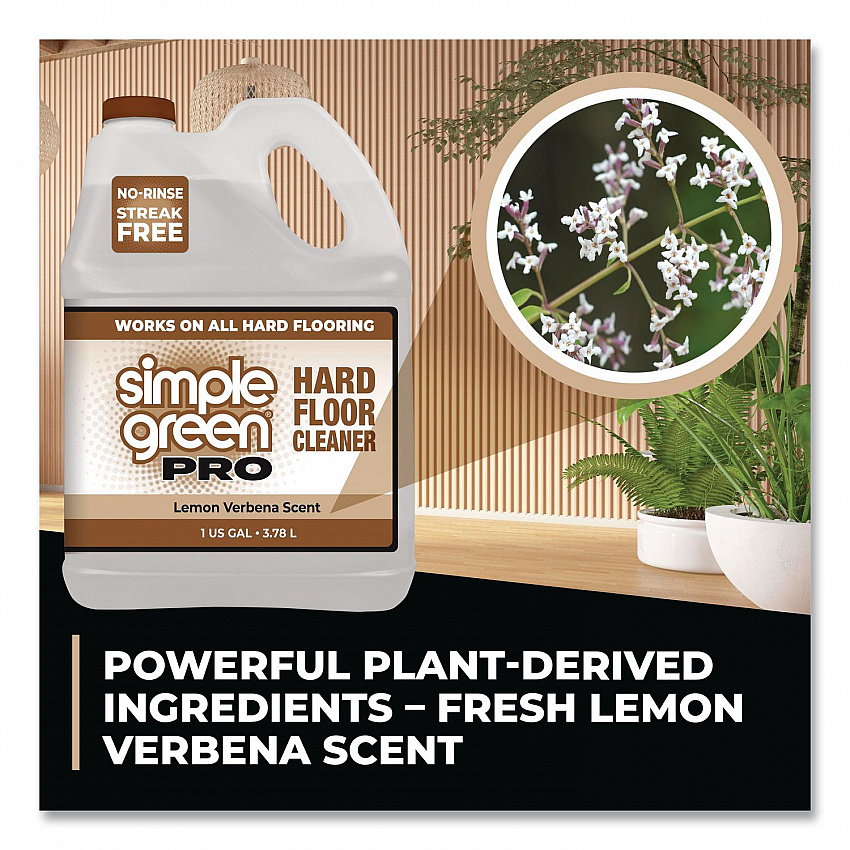 Pro Hard Floor Cleaner, Lemon Verbena Scent, 1 gal Bottle, 4/Carton (0505128)