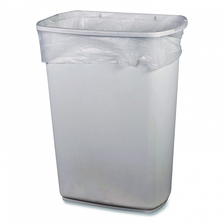 High-Density Waste Can Liners, 33 gal, 22 mic, 33" x 40", Natural, Roll, 25 Bags/Roll, 10 Rolls/Carton (421061)