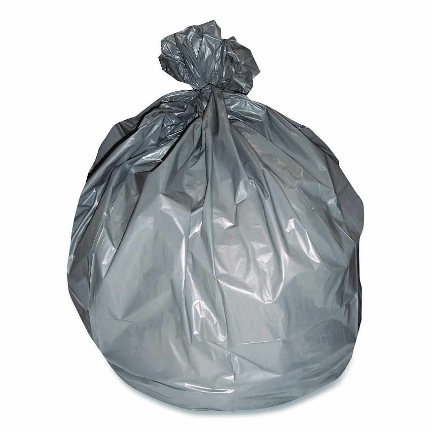 Linear Low-Density Can Liners, 45 gal, 1.1 mil, 40" x 46", Gray, Flat Pack, 125/Carton (2597604)