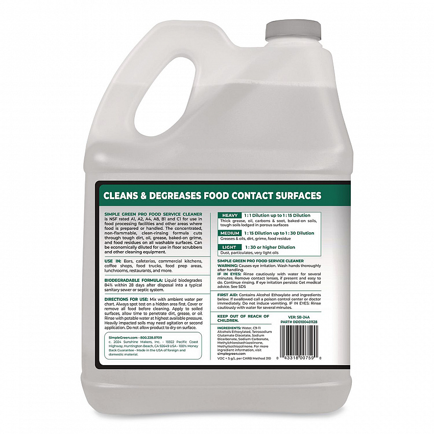 Pro Food Service Cleaner, 1 gal Bottle, 4/Carton (0601128)