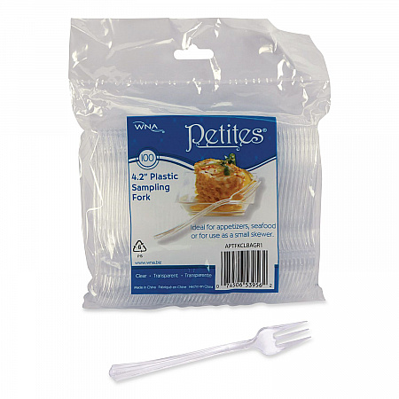Petites Mini Utensils, Mediumweight, Petite Tasting Fork, Plastic, Clear, 500/Carton (APTFKCL)