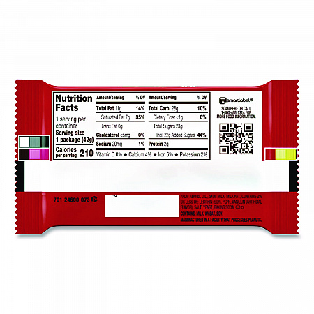 Wafer Bar with Milk Chocolate, 1.5 oz Bar, 36 Bars/Box (24600040)
