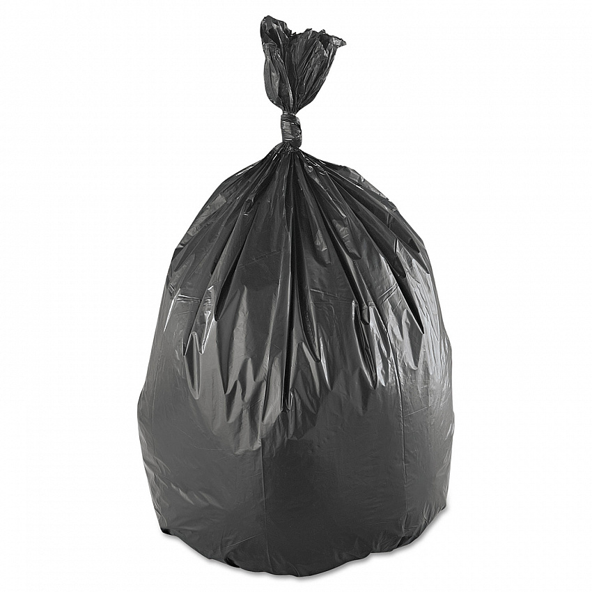 Low-Density Commercial Can Liners, 60 gal, 1.4 mil, 38" x 58", Black, Interleaved Roll, 20 Bags/Roll, 5 Rolls/Carton (SLW3858SHK)