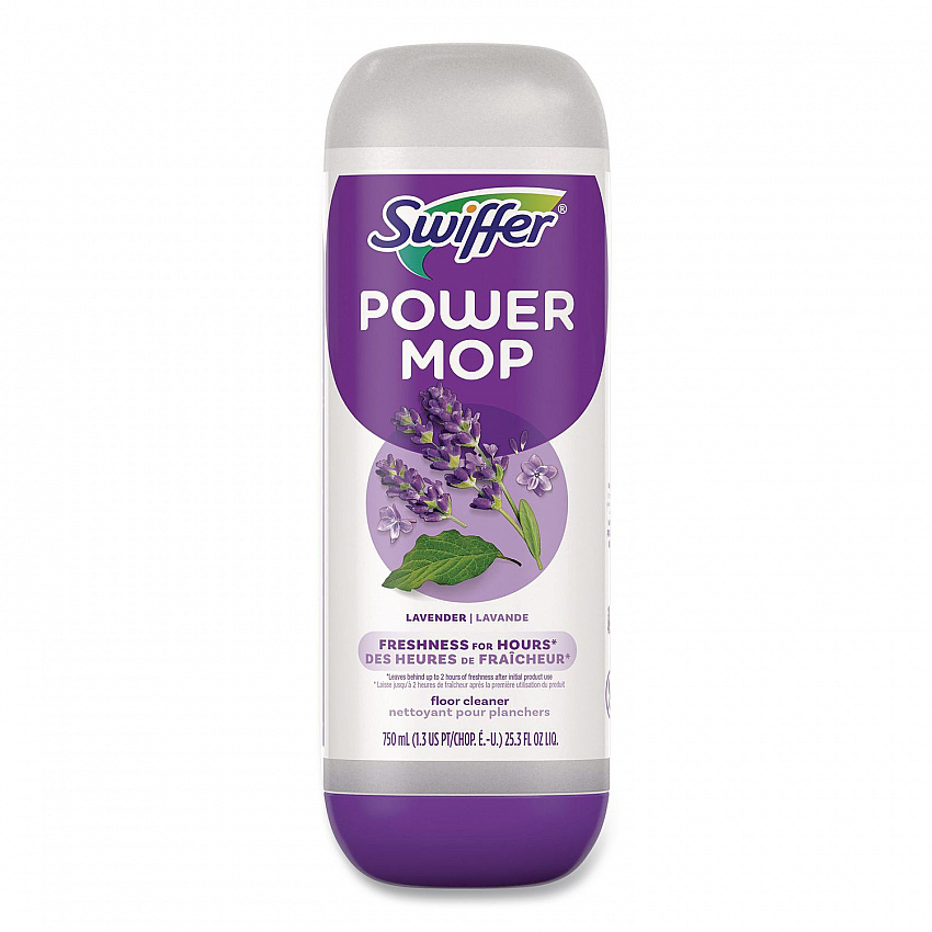 PowerMop Cleaning Solution and Pads Refill Pack, Lavender, Scent, 25.3 oz Bottle and 5 Pads per Pack, 4 Packs/Carton (09117)