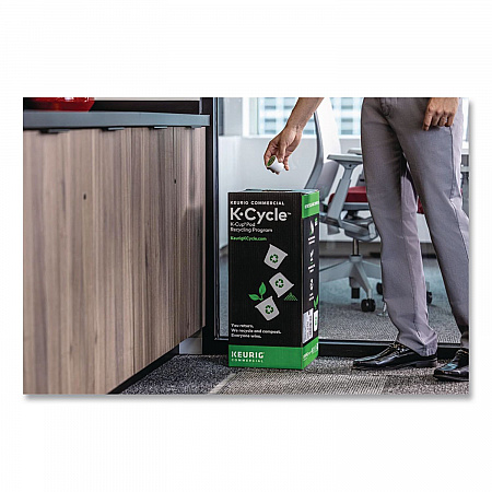 K-Cycle Cardboard Indoor Recycling Bin, Large, Cardboard, Black/Green/White, 5/Pack (5000350631)