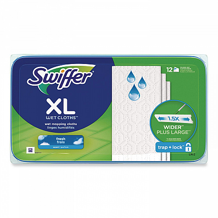 Max/XL Wet Refill Cloths, 16.5 x 9, White, 12/Tub, 6 Tubs/Carton (74471)