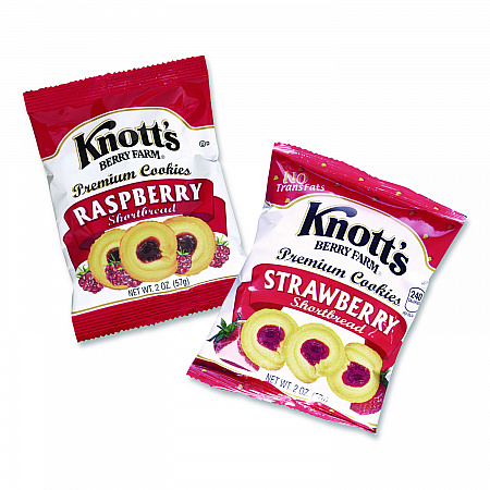 Premium Berry Jam Shortbread Cookies, Raspberry and Strawberry Variety, 2 oz Pack, 36 Packs/Carton (BIS59638)