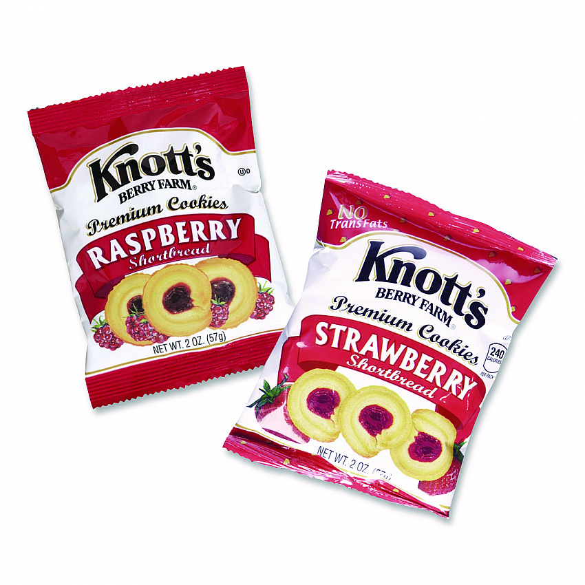 Premium Berry Jam Shortbread Cookies, Raspberry and Strawberry Variety, 2 oz Pack, 36 Packs/Carton (BIS59638)
