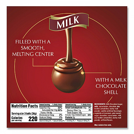 Lindor Milk Chocolate Truffles, 25.4 oz Box, 60/Box (LAS3512)