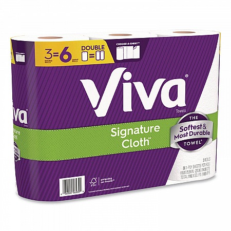 Signature Cloth Choose-A-Sheet Kitchen Roll Paper Towels,1-Ply, 5.1 x 11,White, 86 Sheets/Double Roll, 3 Rolls/PK, 8 Packs/CT (56530)
