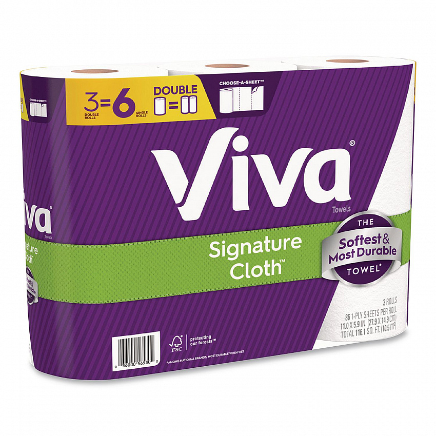 Signature Cloth Choose-A-Sheet Kitchen Roll Paper Towels,1-Ply, 5.1 x 11,White, 86 Sheets/Double Roll, 3 Rolls/PK, 8 Packs/CT (56530)