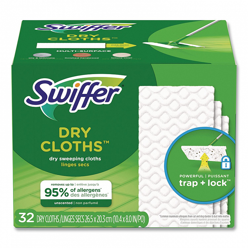 Dry Refill Cloths, 10.63 x 8, White, 32/Box, 4 Boxes/Carton (21457)