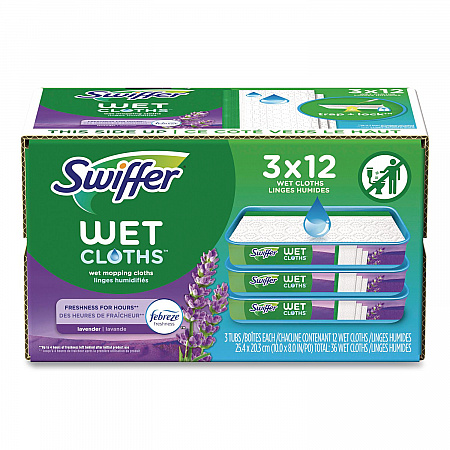 Wet Refill Cloths, 10 x 8, Lavender Vanilla and Comfort, White, 36/Carton (55311)