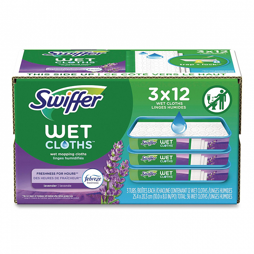 Wet Refill Cloths, 10 x 8, Lavender Vanilla and Comfort, White, 36/Carton (55311)