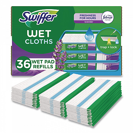 Wet Refill Cloths, 10 x 8, Lavender Vanilla and Comfort, White, 36/Carton (55311)
