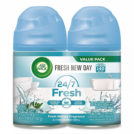 Freshmatic Ultra Spray Refill, Fresh Waters, 5.89 oz Aerosol Spray, 2/Pack, 3 Packs/Carton (82093CT)
