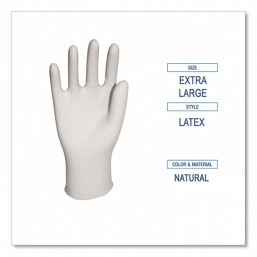 General-Purpose Latex Gloves, Powder-Free, X-Large, 4.4 mil Thick, 9.5" Long, Natural, 100/Box, 10 Boxes/Carton (345XLCT)